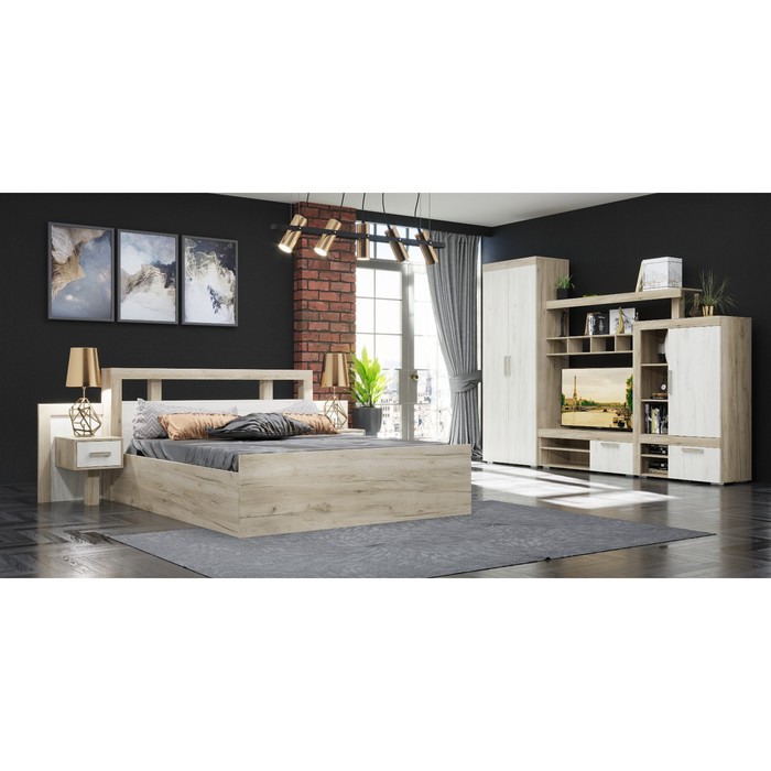 

Кровать с основанием 1200 Ольга 19, с/м 1200*2000, Крафт серый/Крафт белый