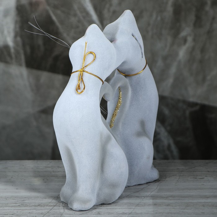 Копилка "Кошки в форме сердца", флок, серая