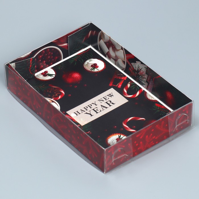 Коробка для кондитерских изделий «Happy new year», 17 × 12 × 3 см коробка для кондитерских изделий все желания сбудутся 17 × 12 × 3 см