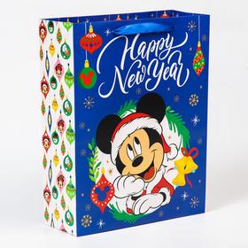 Пакет ламинат вертикальный 'Happy New Year', Микки Маус, 31х40х11,5 Ош