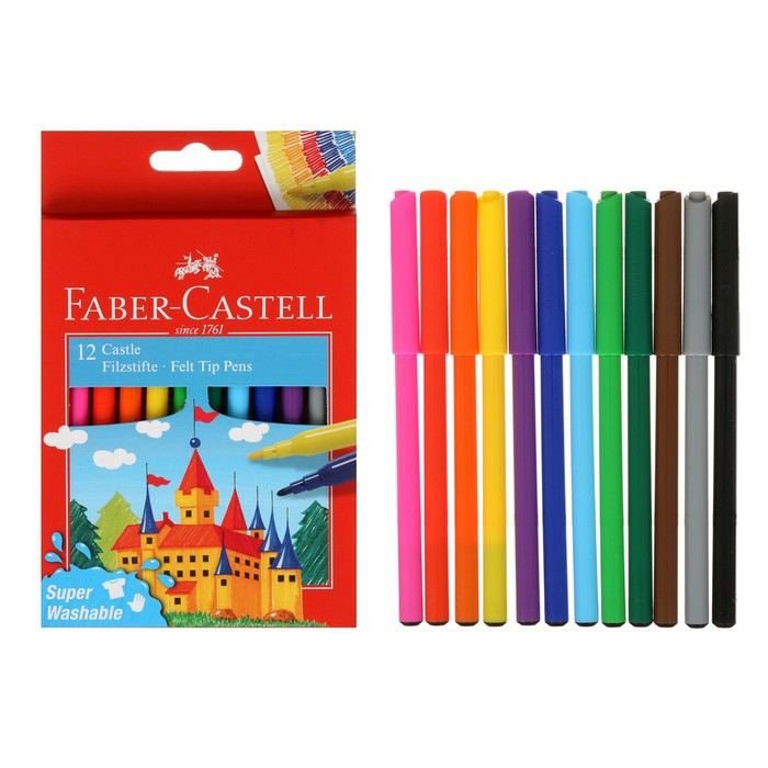 Фломастеры Faber-Castell «Замок» смываемые, в картонной коробке с европодвесом, 12 цветов фломастеры faber castell замок смываемые в картонной коробке с европодвесом 12 цветов