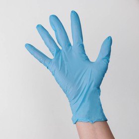 Перчатки нитриловые CONNECT BLUE NITRILE, неопудренные, размер S, 100 шт/уп, 3 гр, цена за 1 шт, цвет голубой Ош