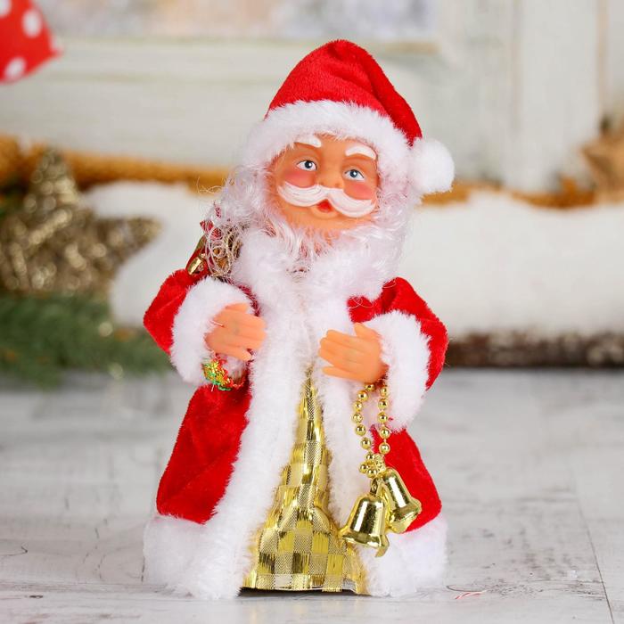 Дед Мороз Кучерявая шубка двигается, с подсветкой, 16,5 см зимнее волшебство мягкая игрушка дед мороз шубка с кружочками 15х30 см серебро стоит