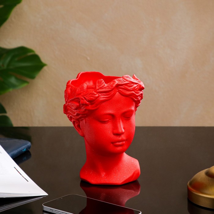 фото Органайзер-кашпо "афина", красное, матовое, 19 см керамика ручной работы