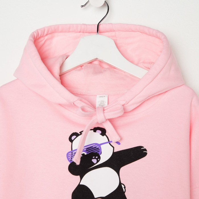 Толстовка для девочки НАЧЁС, цвет розовый/панда, рост 116 см