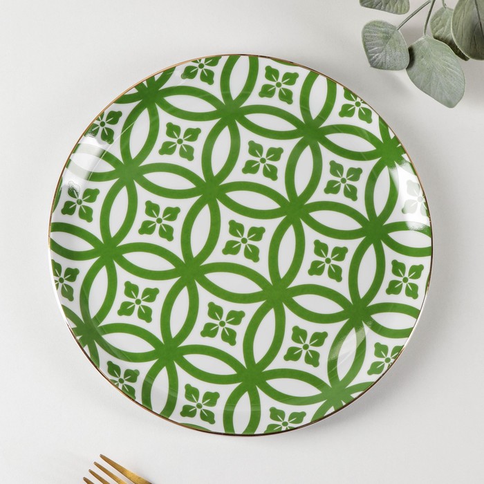 фото Тарелка обеденная morocco, d=24 см, цвет зелёный porland