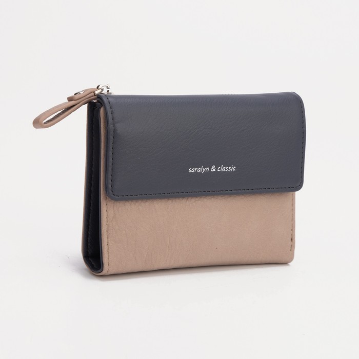 

Кошелёк, отдел на кнопке, цвет бежевый/синий