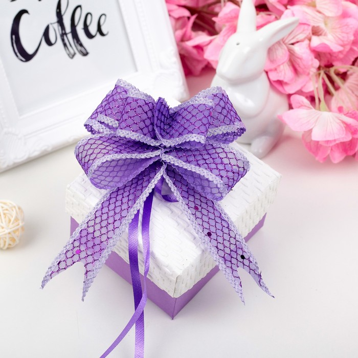 Бант-бабочка №2,3 "Блестящая сетка", цвет фиолетовый