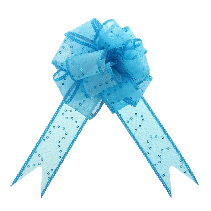 Бант-шар №3,8 "Пайетки", цвет голубой