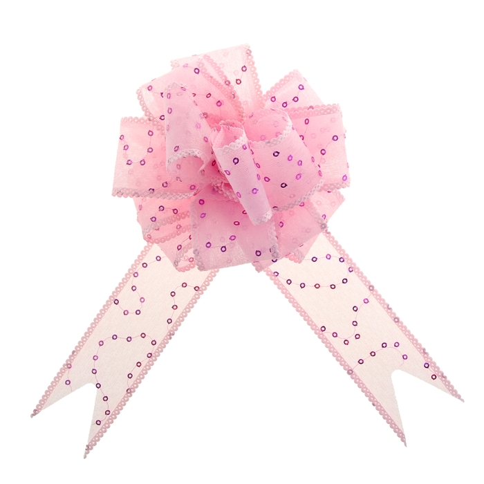 Бант-шар №3,8 "Пайетки", цвет розовый