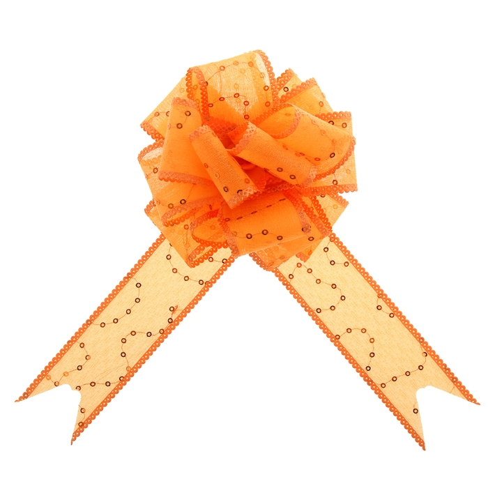 Бант-шар №3,8 "Пайетки", цвет оранжевый