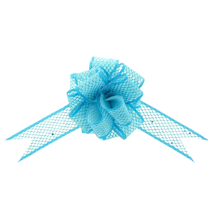 Бант-шар №3,8 "Блестящая сетка", цвет голубой