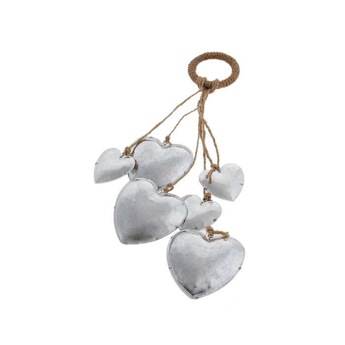 Декор "Серебряные сердца" 31 см