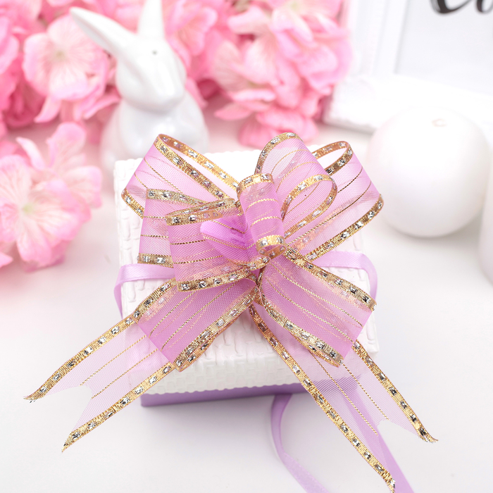 Бант-бабочка №2,5 "Золотой кант", цвет сиреневый