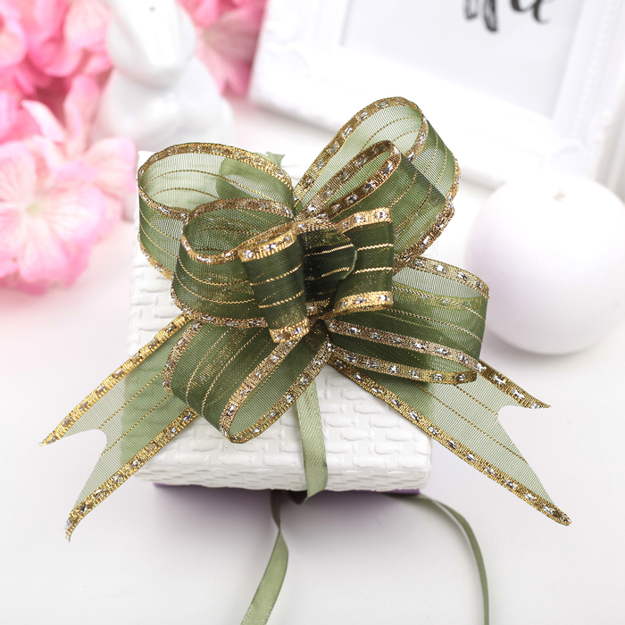 Бант-бабочка №2,5 "Золотой кант", цвет зелёный