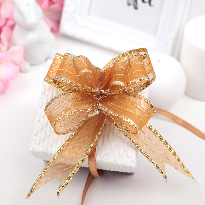 Бант-бабочка №2,5 "Золотой кант", цвет коричневый