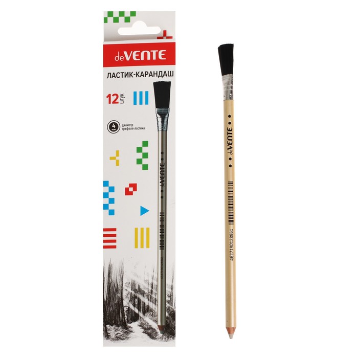 Ластик-карандаш, deVENTE CombiMax, синтетика, 4 мм, с кисточкой, для ретуши и точного стирания devente ластик карандаш combimax 4070100 бежевый
