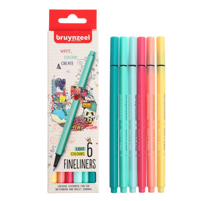 

Набор ручек капиллярных Bruynzeel Teen Light (линер 0.4 мм), 6 цветов светлых
