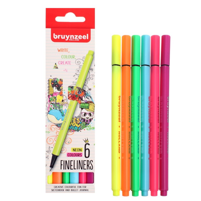

Набор ручек капиллярных Bruynzeel Teen Neon (линер 0.4 мм), 6 цветов неоновых