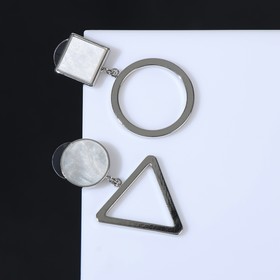 Серьги с перламутром «Волшебство» геометрия, цвет белый в серебре