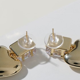 

Серьги со стразами "Сердце объёмное" кристалл, цвет белый в золоте