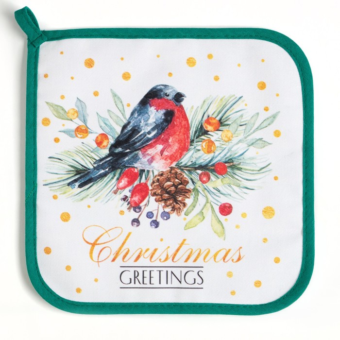 

Прихватка "Сhristmas greetings", 19х19 см, цвет МИКС, саржа,100% х/л, ватин 250г/м2
