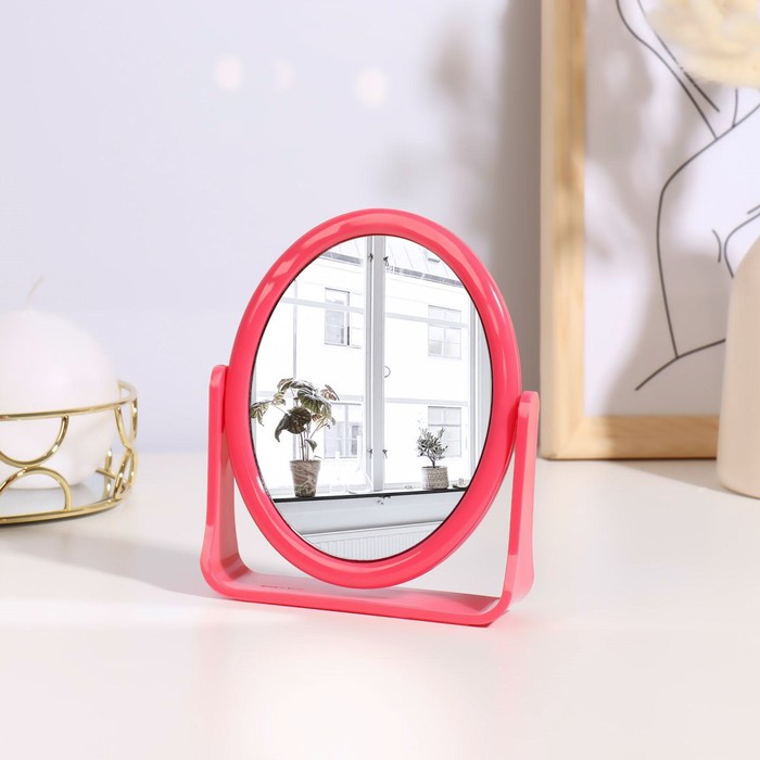 Зеркало на подставке «Палитра», овальное, двустороннее, с двукратным увеличением, цвет МИКС