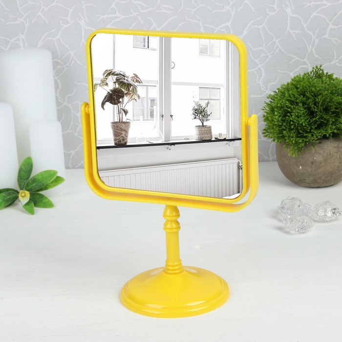 Зеркало на ножке «Палитра», квадратное, двустороннее, с двукратным увеличением, цвет МИКС