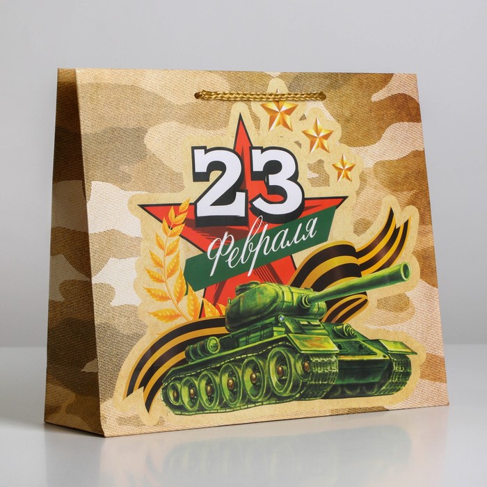 

Пакет подарочный ламинированный горизонтальный, упаковка, «Танк», ML 25 х 21 х 8 см