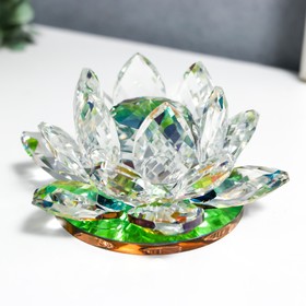 Сувенир стекло "Лотос кристалл трехъярусный зелёная радуга" d=11 см