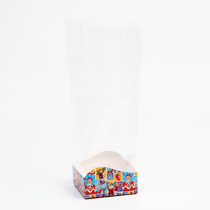 

Пакет с жёстким дном "Pop-art Новогодние супергерои", 10 х 10 х 32 см