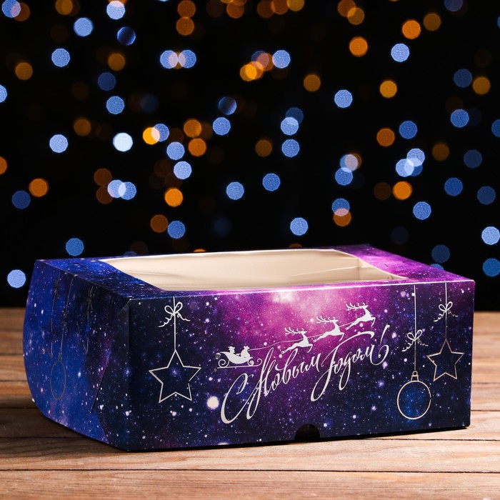 Упаковка на 6 капкейков с окном "Новогоднее серебро», 25 х 17 х 10 см 7464677