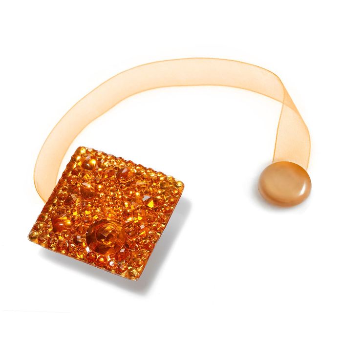 Подхват для штор на ленте "Сверкающий квадрат", цвет оранжевый