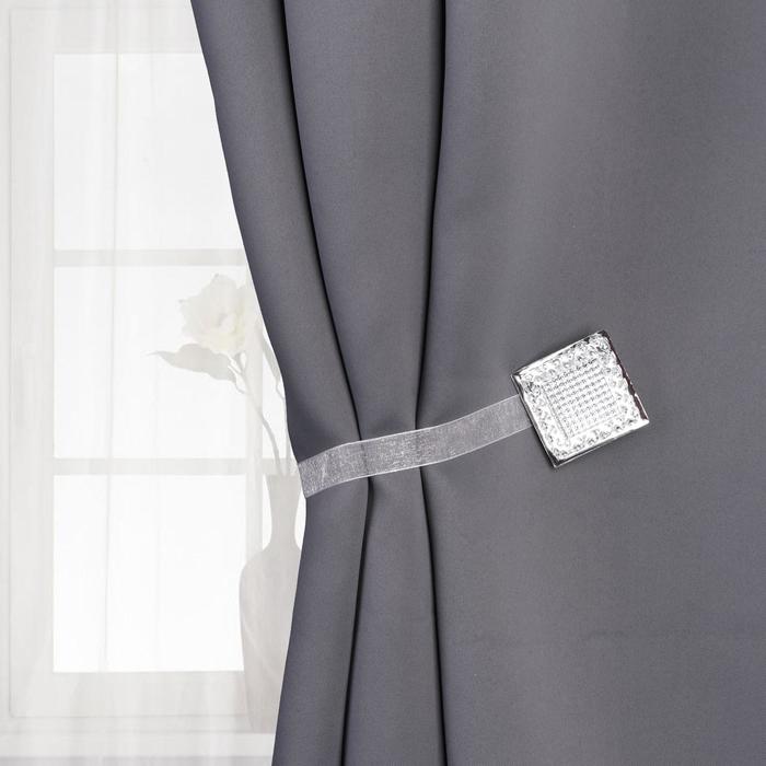 Подхват для штор на ленте "Сверкающий квадрат", цвет серебристый