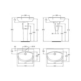 

Раковина Vidima SEVA FRESH 55 W401661, 550 х 450 мм, перелив, белый