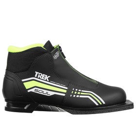 Ботинки лыжные TREK Soul Comfort 1, NN75, искусственная кожа, цвет чёрный/лайм-неон, лого белый, размер 33 Ош