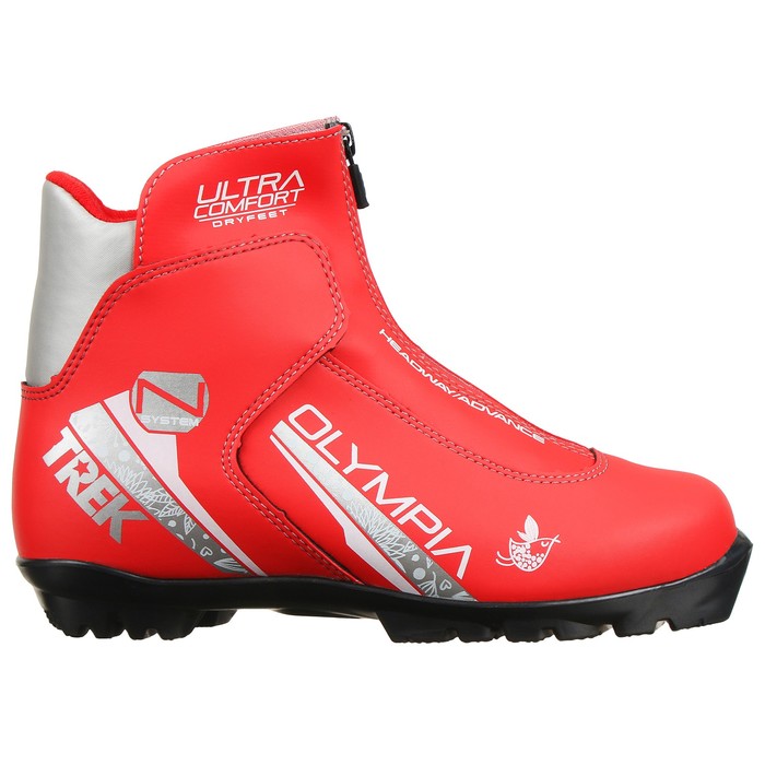 фото Ботинки лыжные trek olimpia nnn ик, цвет красный, лого серебро, размер 38