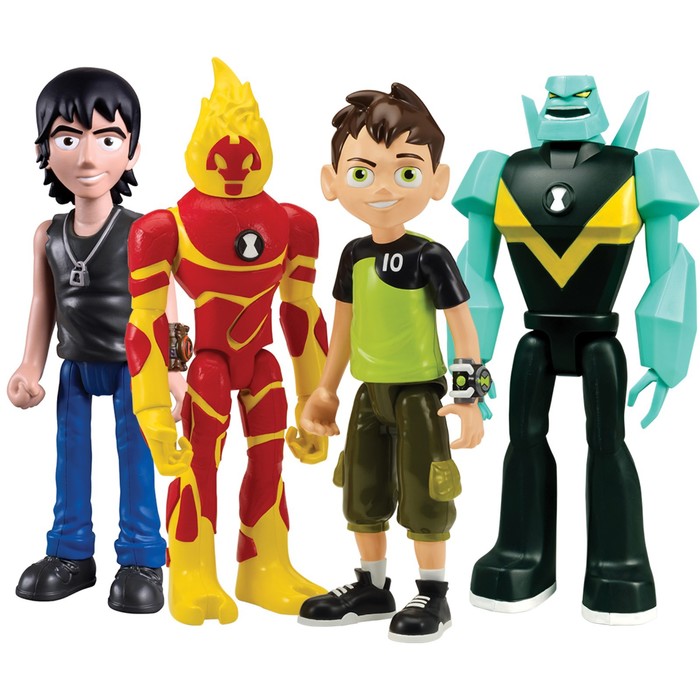 playmates toys ben 10 человек огонь бен 10 алмаз кевин 11 76711 Игровой набор «Человек-огонь, Бен 10, Алмаз, Кевин 11», 4 фигурки, 28 см