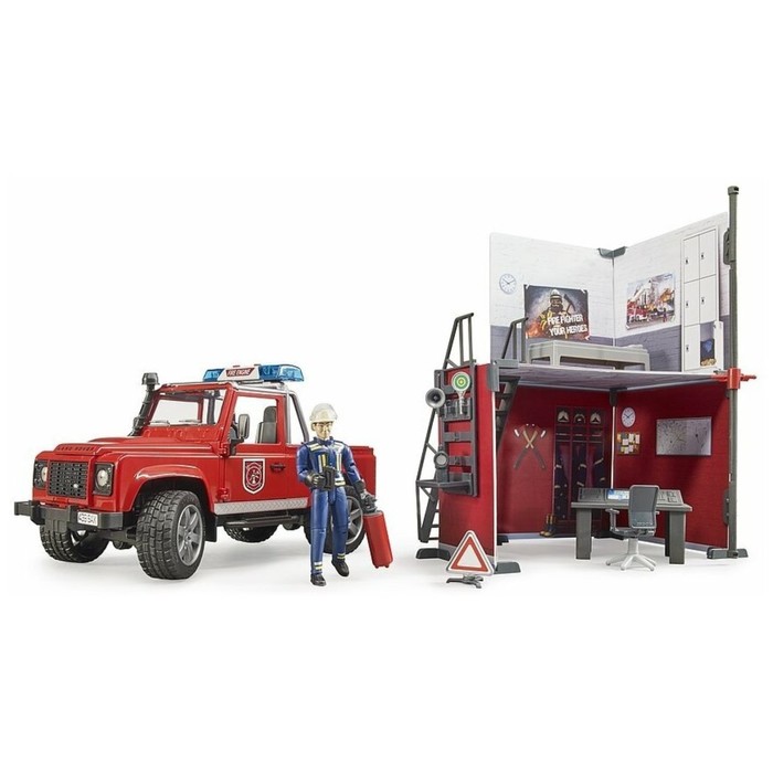 фото Игровой набор «набор пожарная станция с джипом и фигуркой» bruder