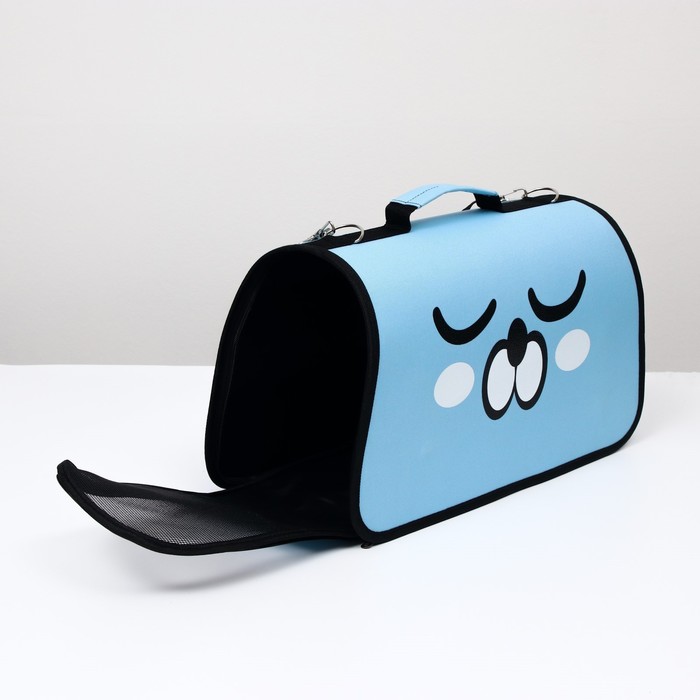 фото Сумка - переноска для животных"сонный пёсик", каркасная, размер s, 37,5 х 17 х 22 см, голубая 697159 пижон