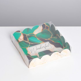 Коробка для печенья, кондитерская упаковка с PVC крышкой, Wonderful, 13 х 13 х 3 см