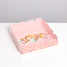 Коробка для печенья, кондитерская упаковка с PVC крышкой, «Воздушная любовь», 13 х 13 х 3 см