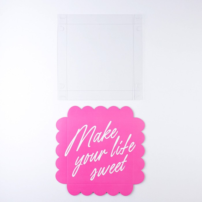 Коробка для кондитерских изделий с PVC крышкой «Make your life sweet», 18 × 18 × 3 см