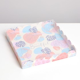 Коробка для печенья, кондитерская упаковка с PVC крышкой, «Абстракция», 21 х 21 х 3 см