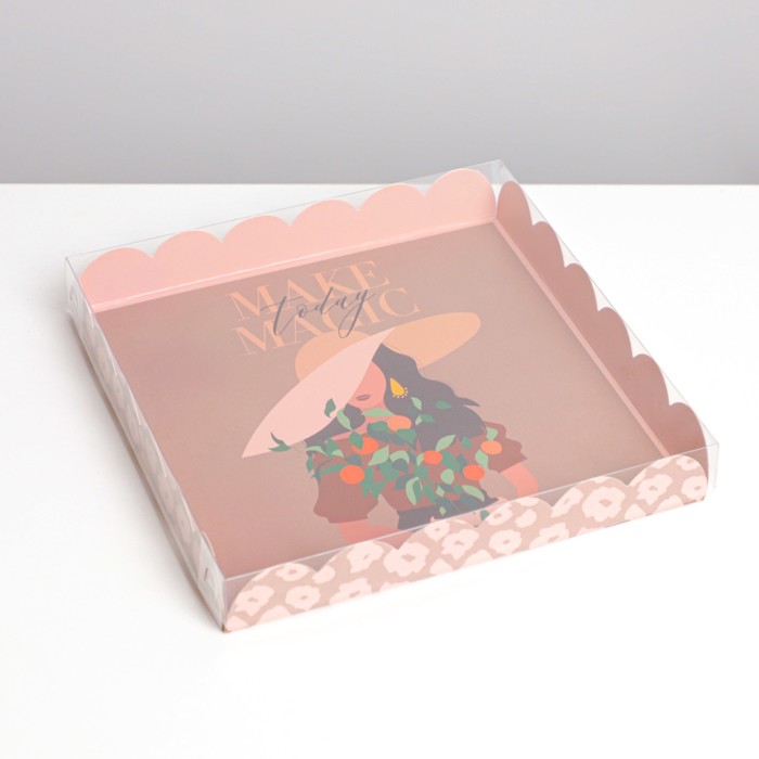 

Коробка для кондитерских изделий с PVC крышкой «Make today magic», 21 × 21 × 3 см