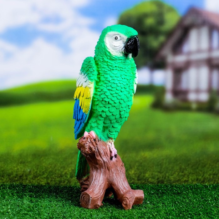 Садовая фигура Попугай на коряге 12х18х34см, зеленый фигурка декоративная садовая красный ара на коряге 1 шт