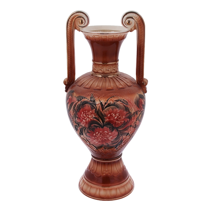 Ваза напольная "Афина" хризантемы, коричневая