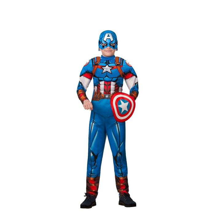 Карнавальный костюм «Капитан Америка» с мускулами, рост 134 см