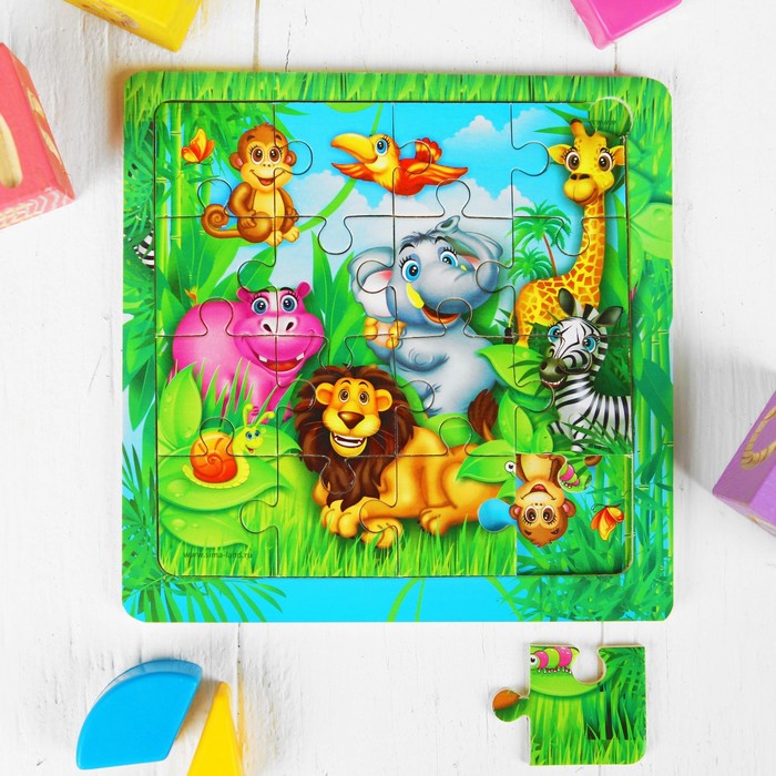 Пазл "Весёлая Африка", 16 элементов