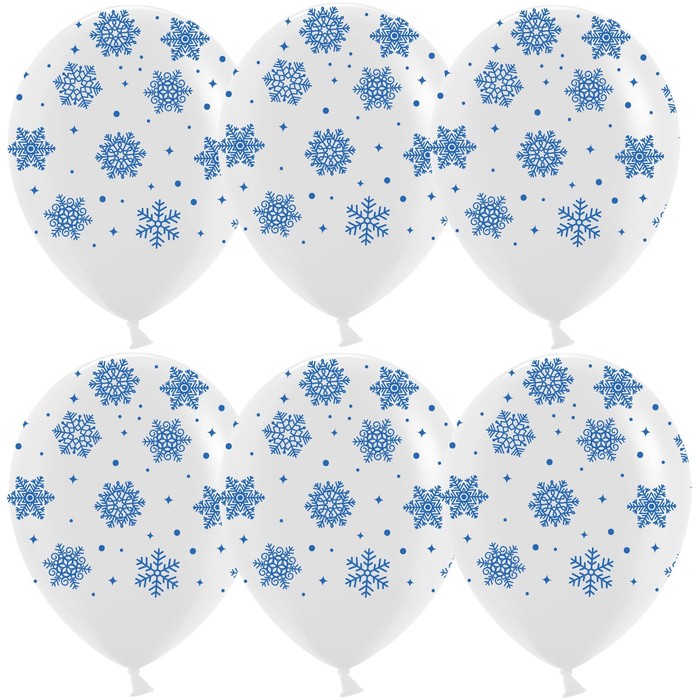 Шар латексный 12 Снежинки, пастель, 5-сторонний, набор 25 шт.